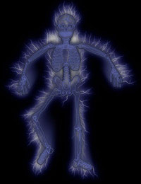 blue skeleton man background